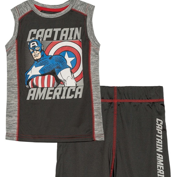 Hybrid Little Boys Captain America Active Tank Top and Shorts Set, 2 Piece - Picture 1 of 8